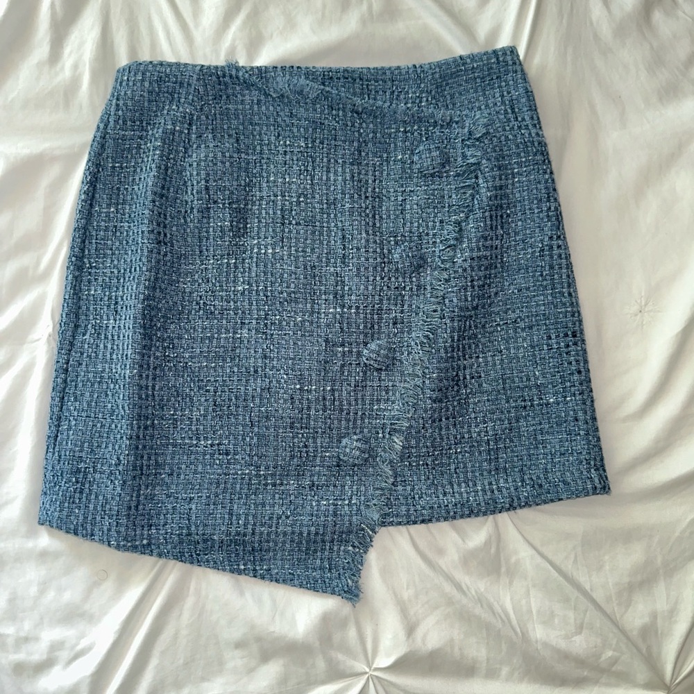 Elegant Blue Tweed Skirt